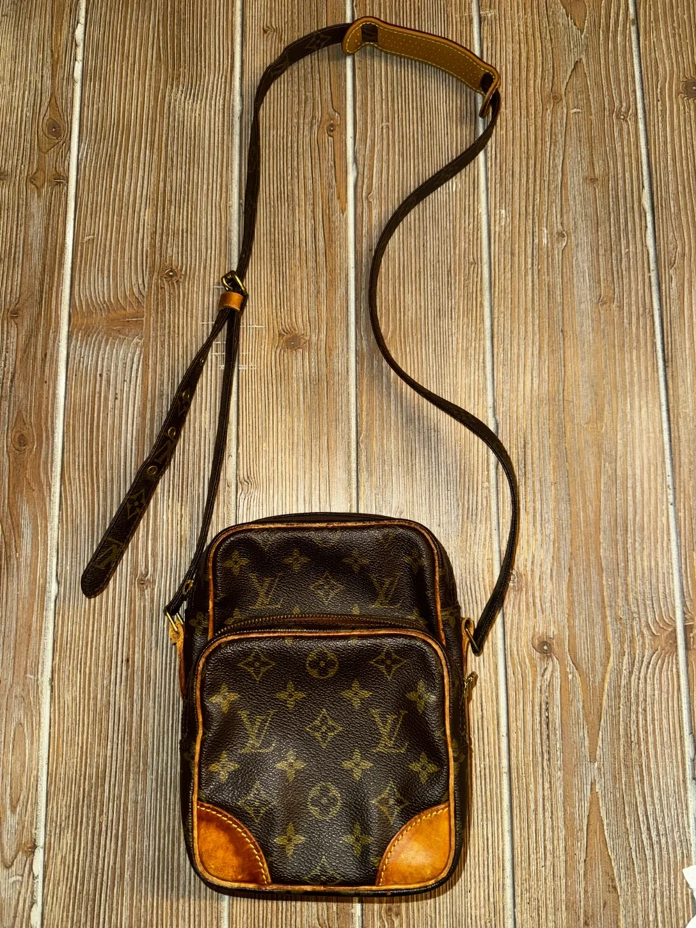 Authentic Vintage Louis Vuitton Monogram Amazone Crossbody Bag with LV bust bag